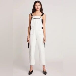 Choosy Women’s White & Black Jumpsuit Overalls Denim Streetwesr Style Sz XS NWT